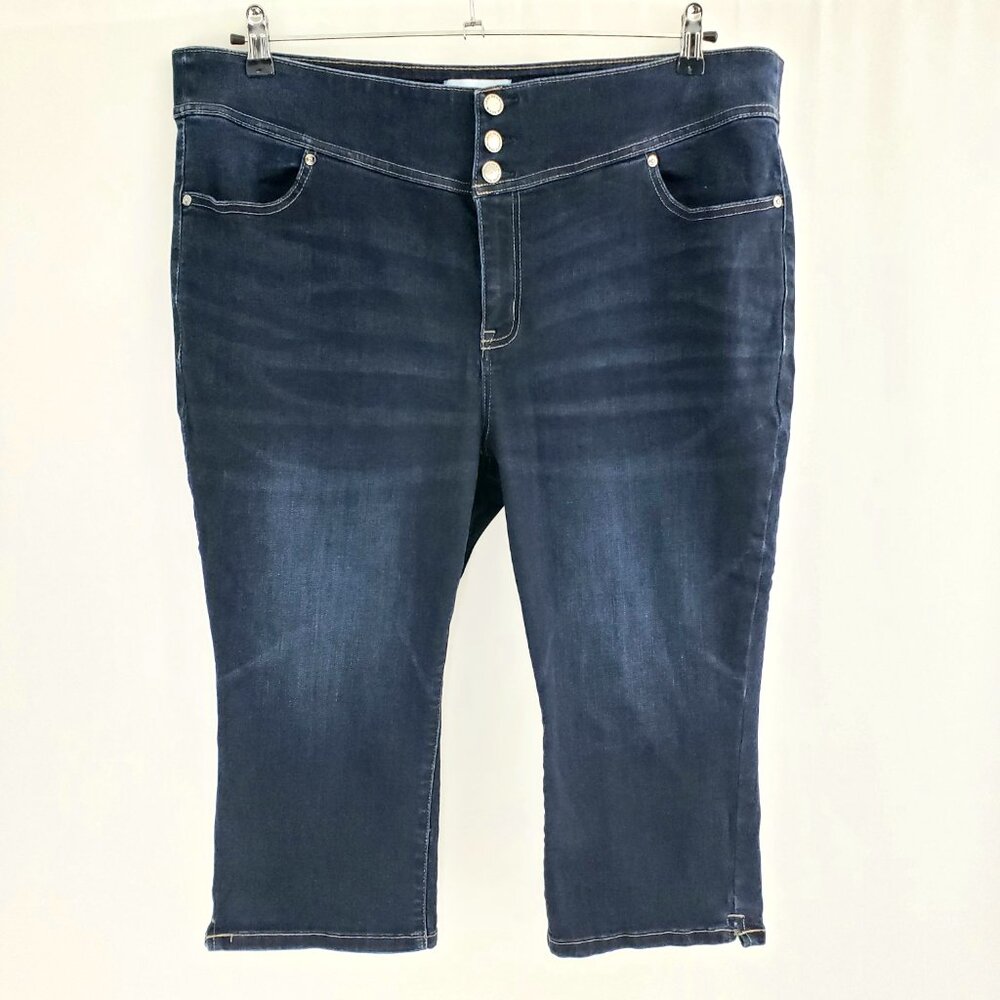 Lane Bryant High-Rise Crop Jeggings Size 22 Blue Flex Magic Waist 18" Inseam
